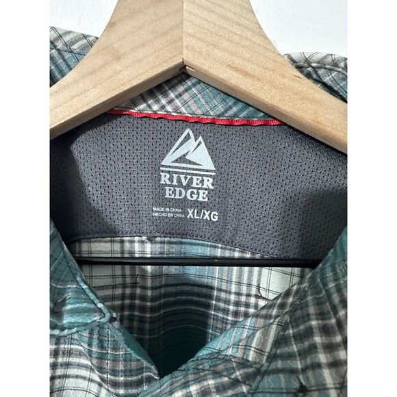 River Edge Shirt Mens XL Green Plaid Short Sleeve Button Outdoor Fishing - Picture 4 of 7